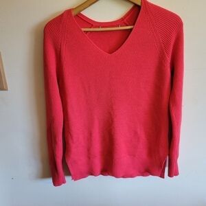 Athleta Wool Blend Sweater Knit Pink V Neck XXS Extra Small